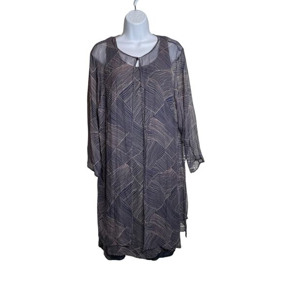 VTG Robbie Bee Gray Two Piece Sheer Dress Kimono Set Size 16W Special Occasion - Picture 1 of 15